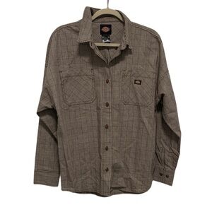 Dickies Brown Houndstooth Long Sleeve Button Down Shirt
